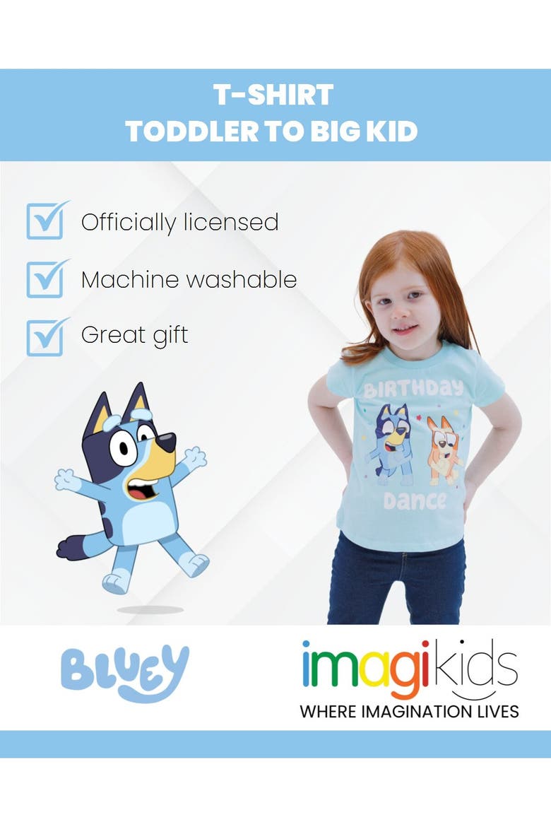 Girls' Short Sleeve Graphic T-shirt (toddler, Little Kid & Big Kid), Alternate, color, Sky Blue Bluey Bingo