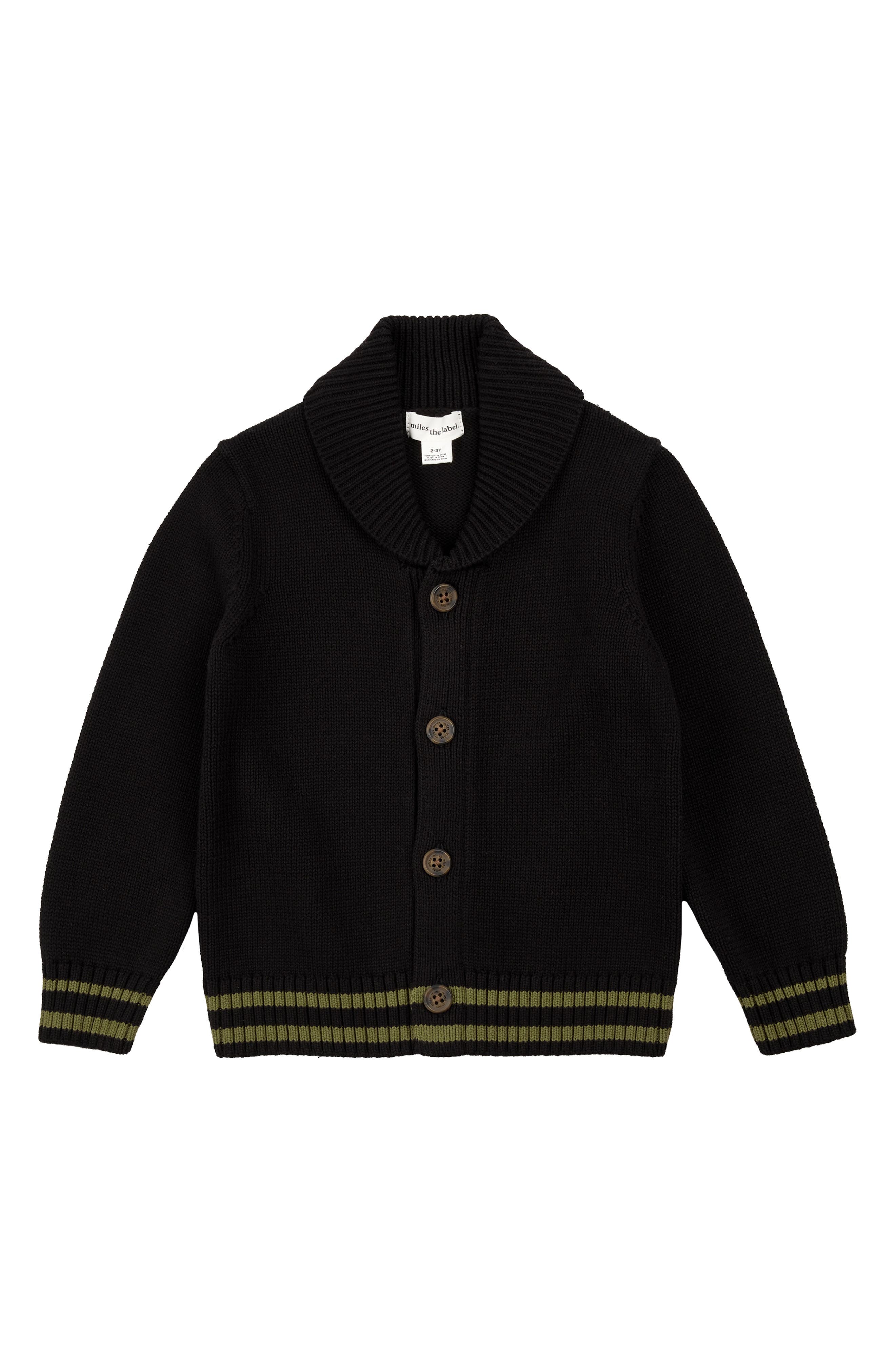 MILES THE LABEL Kids' Shawl Collar Organic Cotton Cardigan