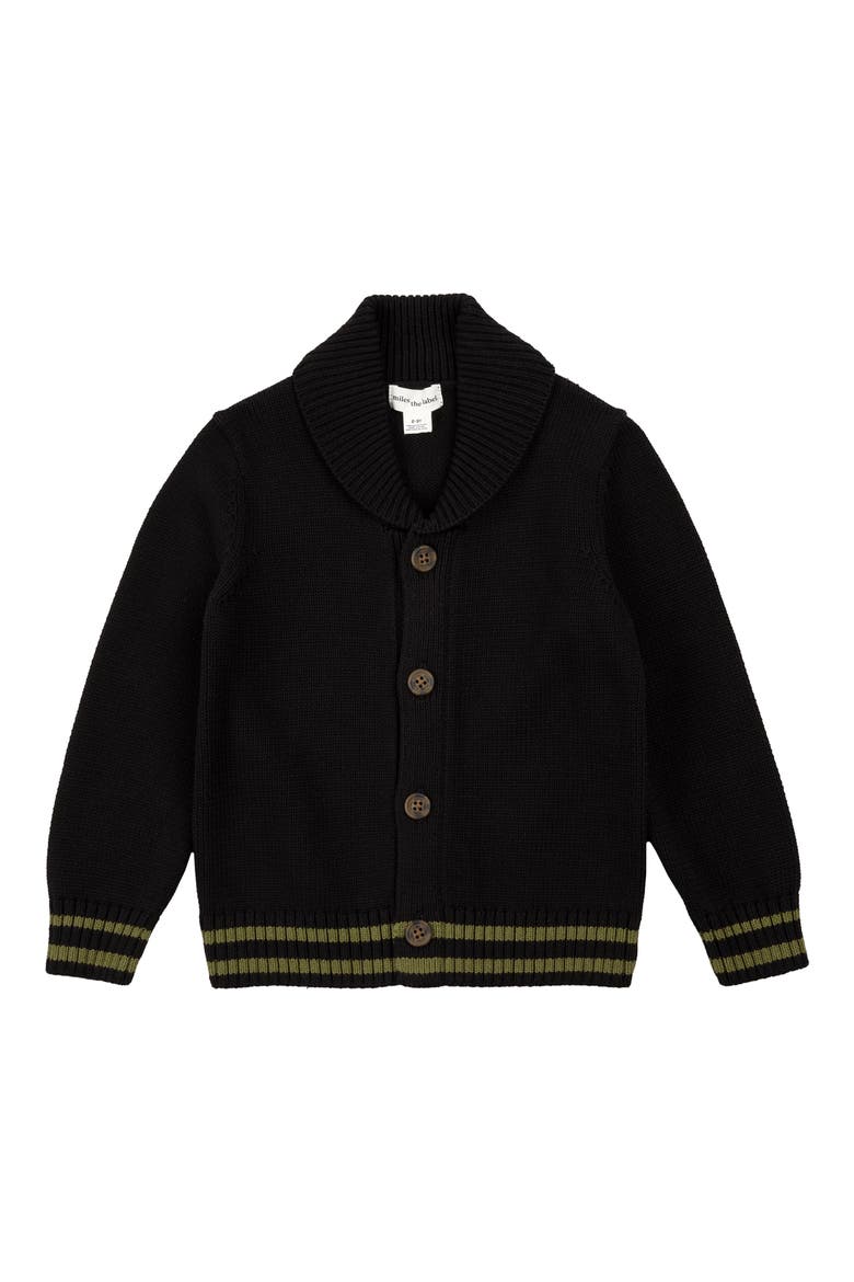 Kids' Shawl Collar Organic Cotton Cardigan, Main, color, BLACK