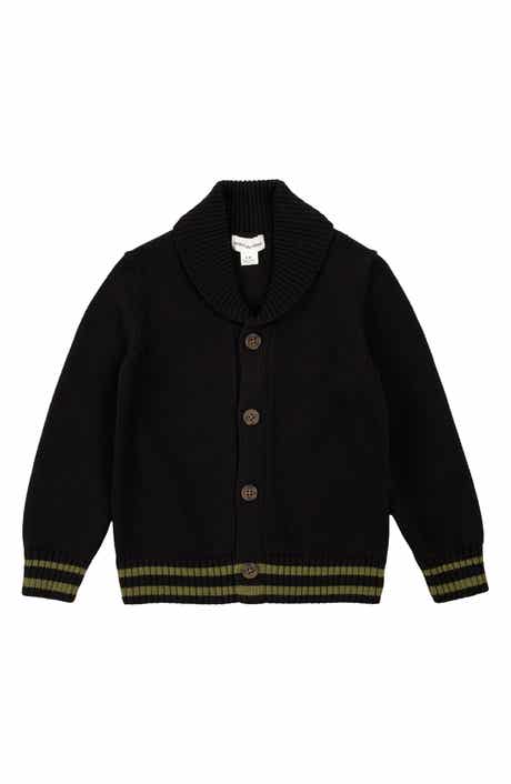 MILES THE LABEL Kids' Shawl Collar Organic Cotton Cardigan