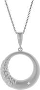 LuvMyJewelry Calindra Sterling Silver 0.01 Ct Diamond Crescent Circle Pendant Necklace