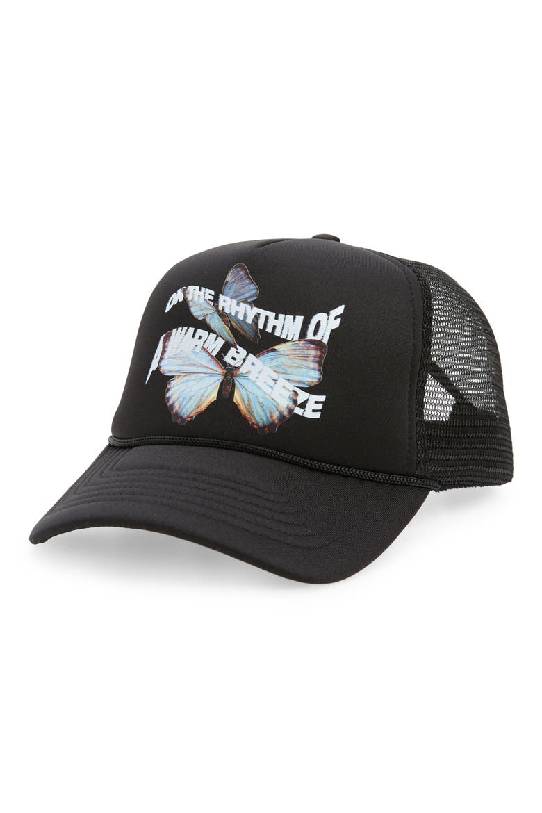 Butterfly Breeze Trucker Hat, Main, color, BLACK