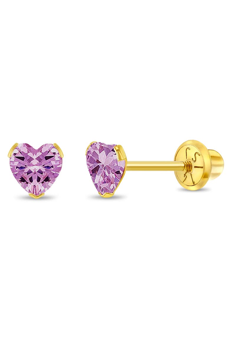 14k Birthstone Cubic Zirconia Heart Earrings, Main, color, October