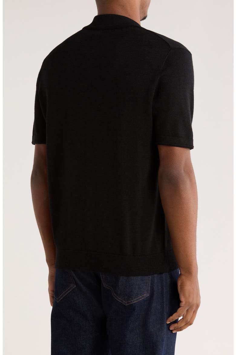 Stitch Panel Wool Blend Polo, Alternate, color, BLACK
