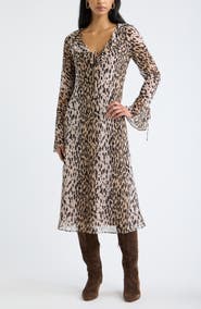 Open Edit Ruffled Chiffon Dress