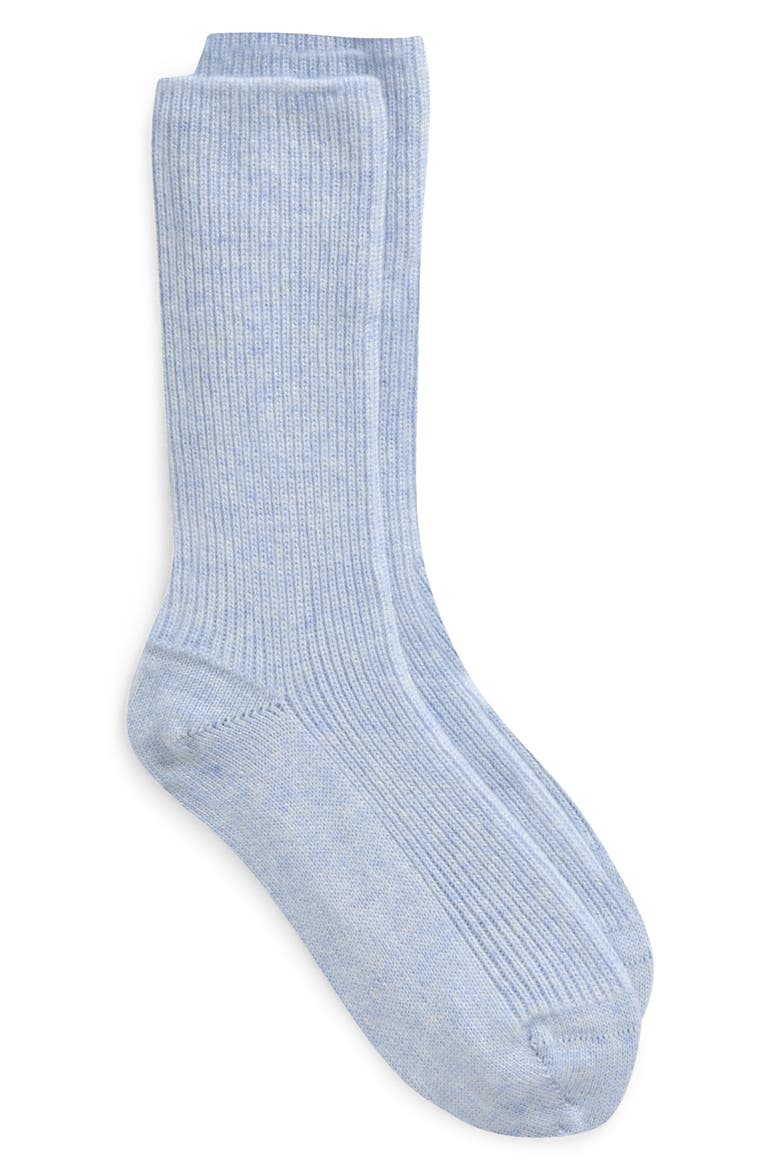 Cashmere Rib Crew Socks, Main, color, PALE BLUE MARL