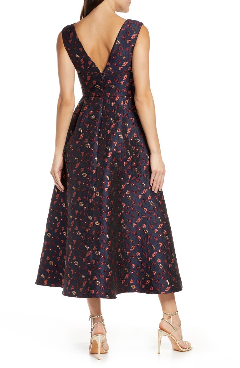 ML Monique Lhuillier Floral Jacquard A-Line Dress, Alternate, color,