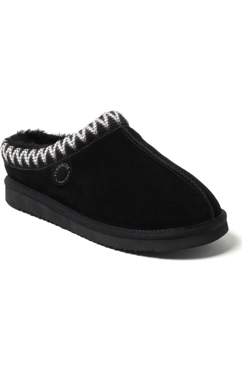 DEARFOAMS Fireside Grafton Genuine Shearling Clog Slipper with Taping, Main, color, Black