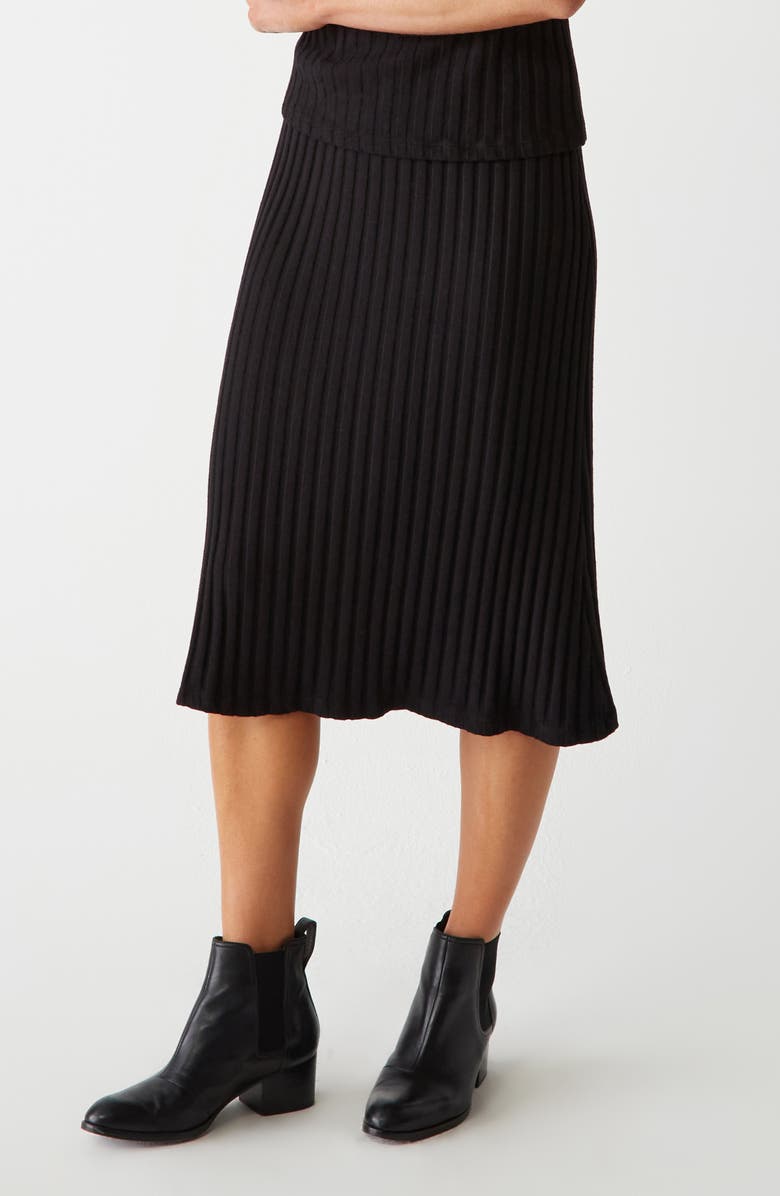 Michael Stars Shania Rib Midi Skirt, Alternate, color, Black