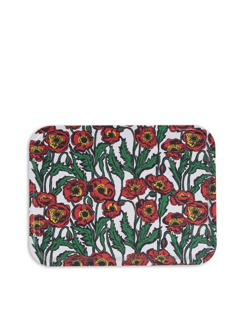 LA DOUBLEJ LA DOUBLEJ RECTANGULAR PRINTED TRAY BIG BLOOMS BIANCO MULTICOLOR 