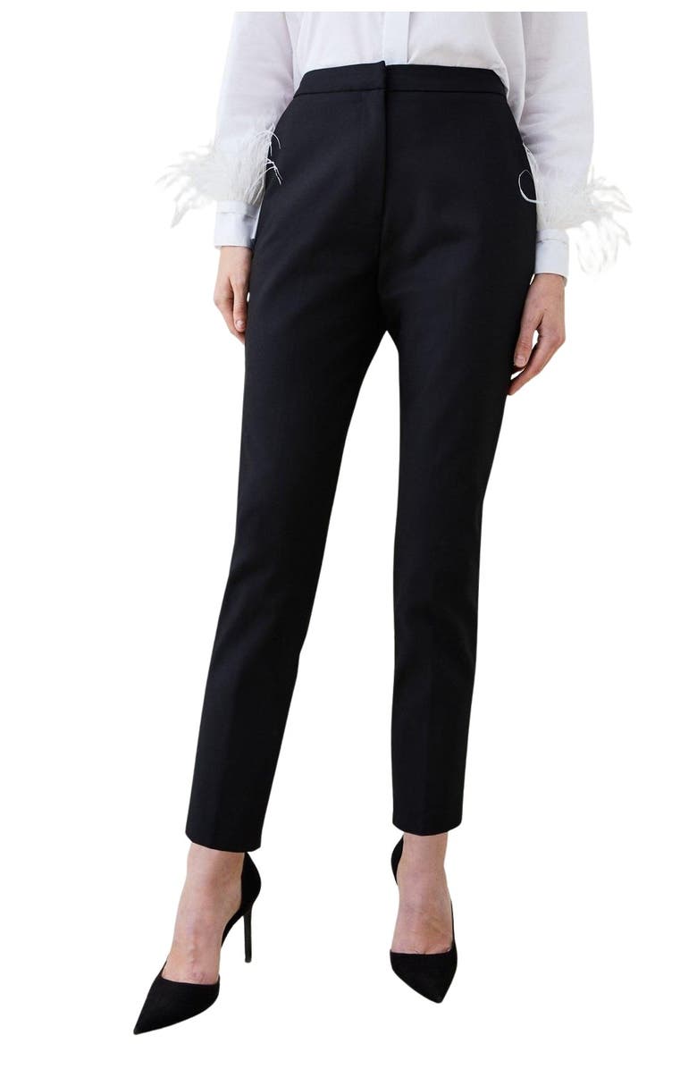 Karen Millen Essential Techno Woven Trousers, Main, color, Black