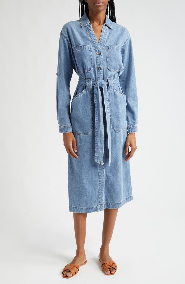 Veronica Beard Evelyn Long Sleeve Denim Shirtdress | Nordstrom