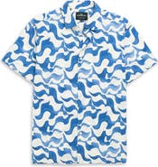 Rodd & Gunn Fireshaw Wave Print Short Sleeve Cotton Button-Up Shirt