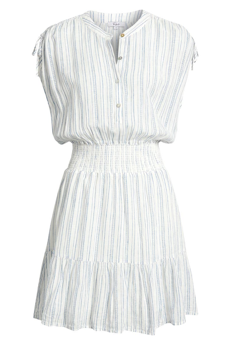Samina Stripe Smocked Linen Blend Dress, Alternate, color, SONOMA STRIPE