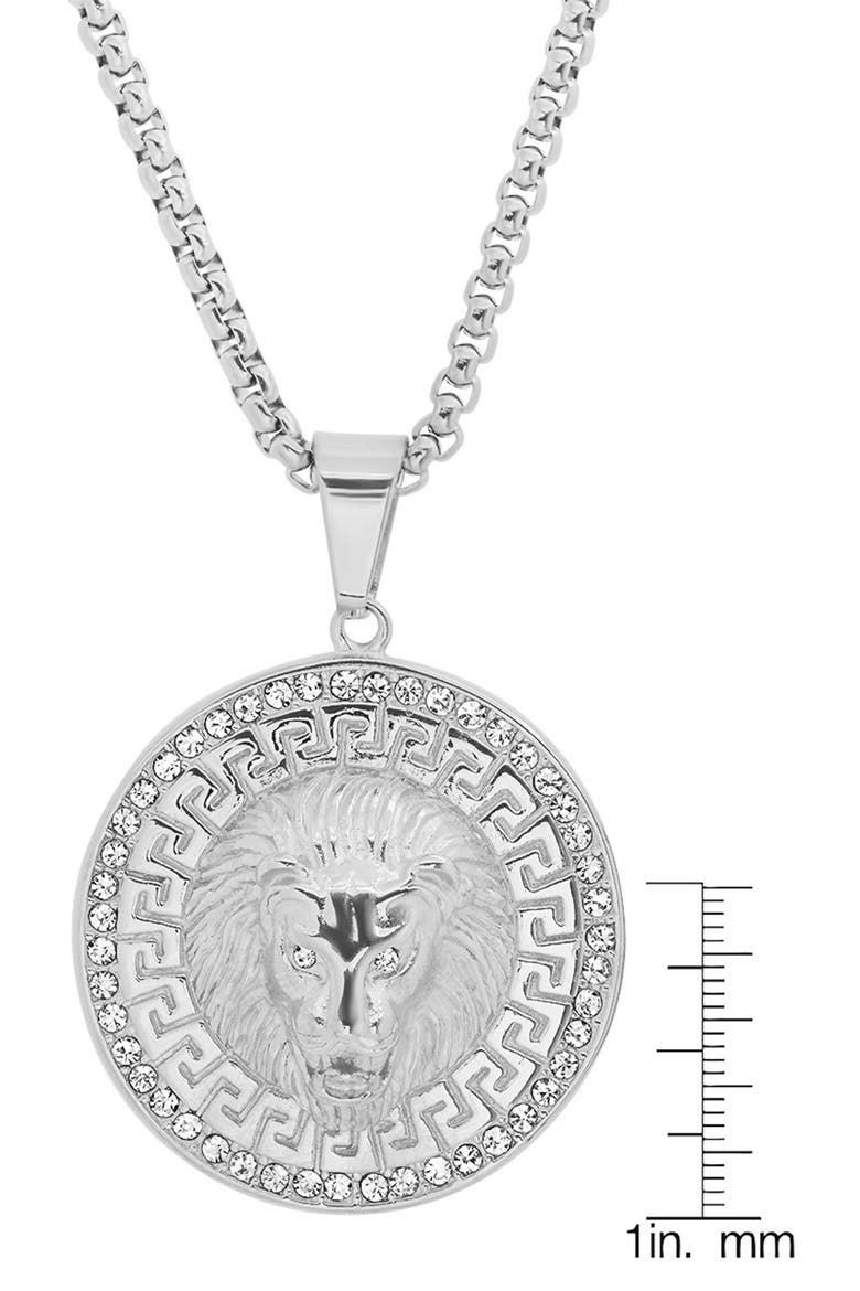 Pave Lion Head Pendant Necklace, Alternate, color, METALLIC