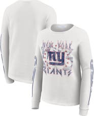 WEAR by Erin Andrews Women's WEAR by Erin Andrews White New York Giants Graphic Waffle Long-Sleeve T-Shirt