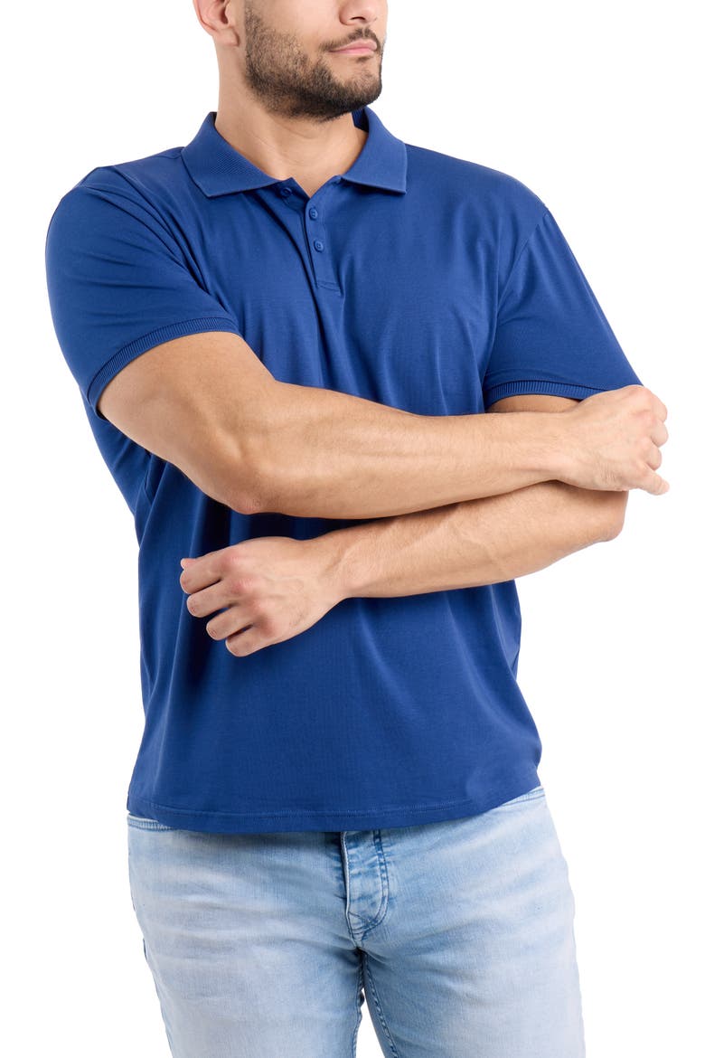 Stretch Cotton Rib Polo, Alternate, color, TRUE/ BLUE
