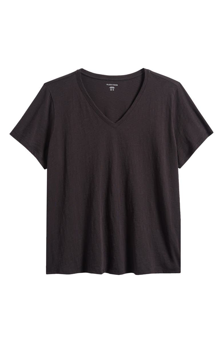 Eileen Fisher Easy V-Neck Organic Cotton T-Shirt, Alternate, color, Black