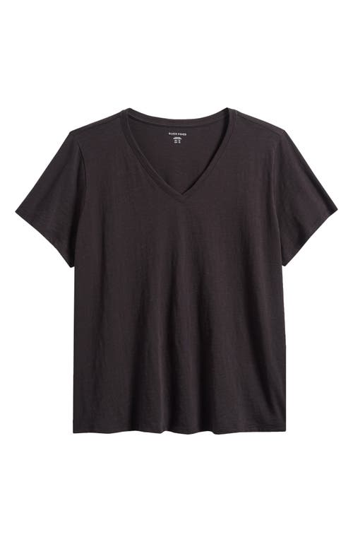 Eileen Fisher Easy V-neck Organic Cotton T-shirt In Black