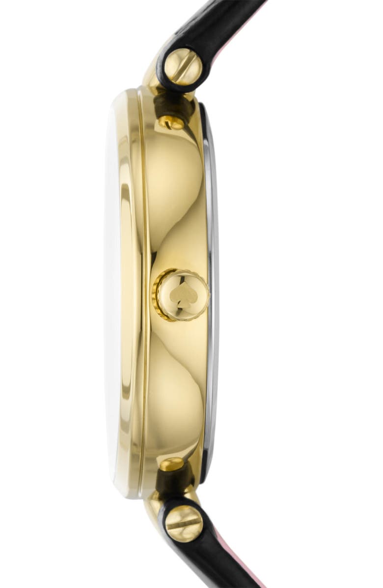 Kate Spade New York women's holland leather strap watch, Alternate, color, Black