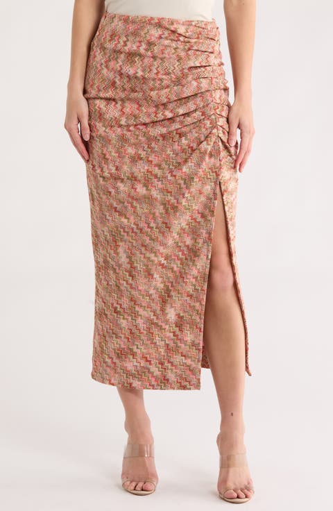 Mable Ruched Slit Maxi Skirt