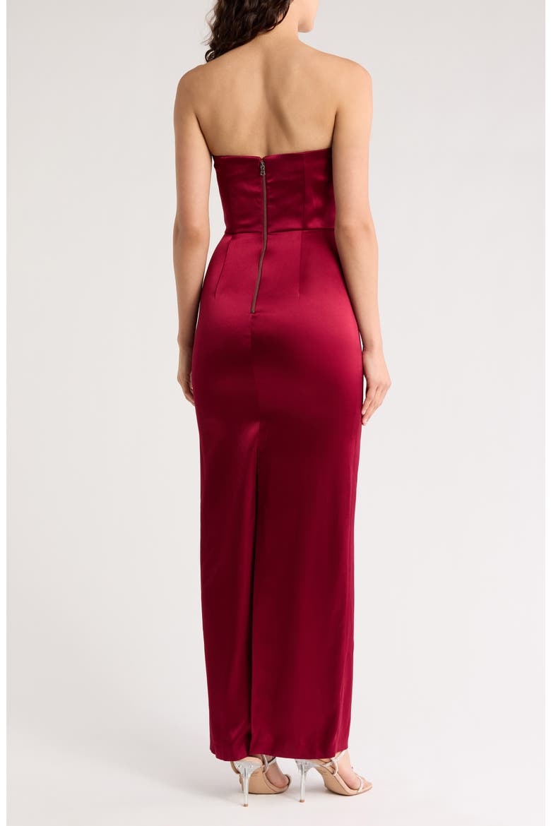 Doreen Strapless Satin Dress, Alternate, color, BORDEAUX