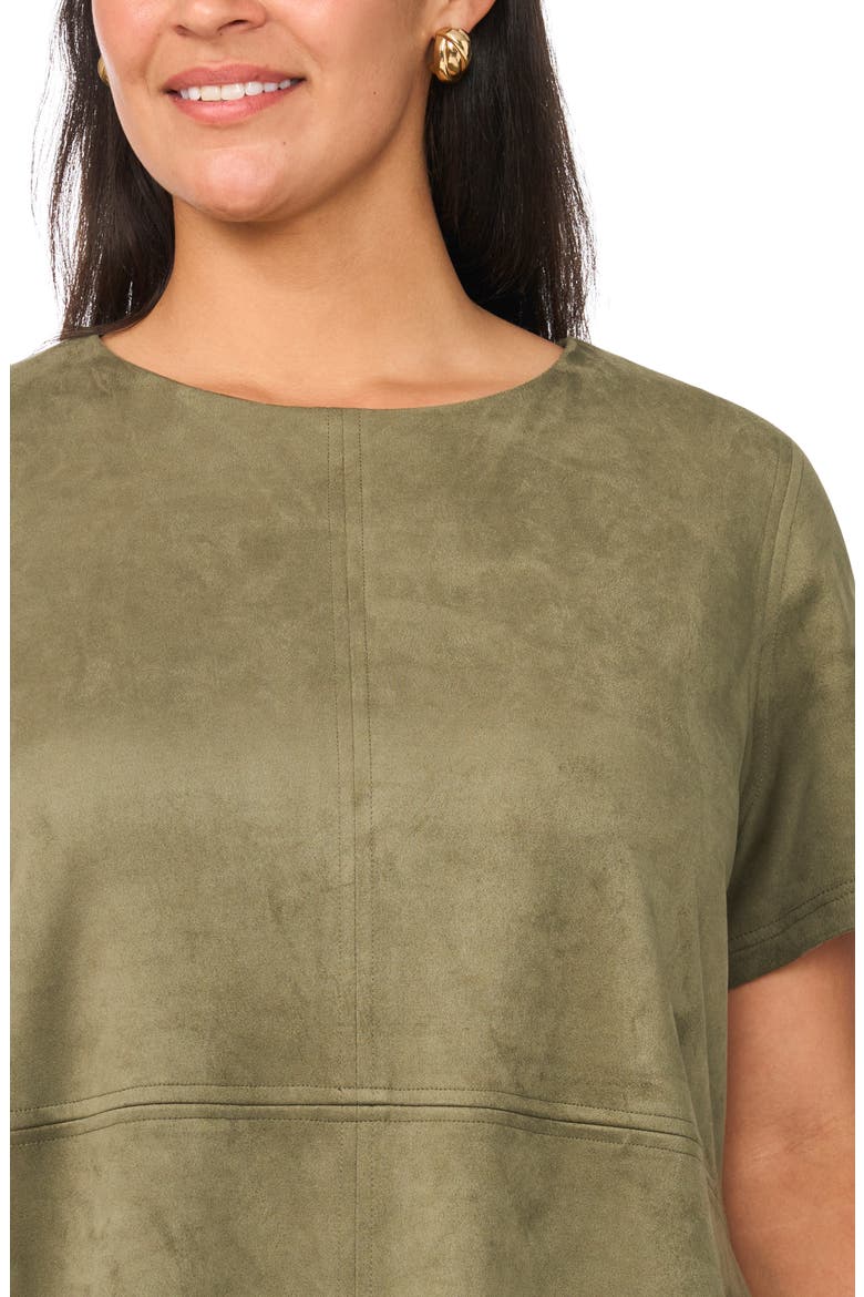 Faux Suede Paneled Shift Minidress, Alternate, color, EMERALD LEAF