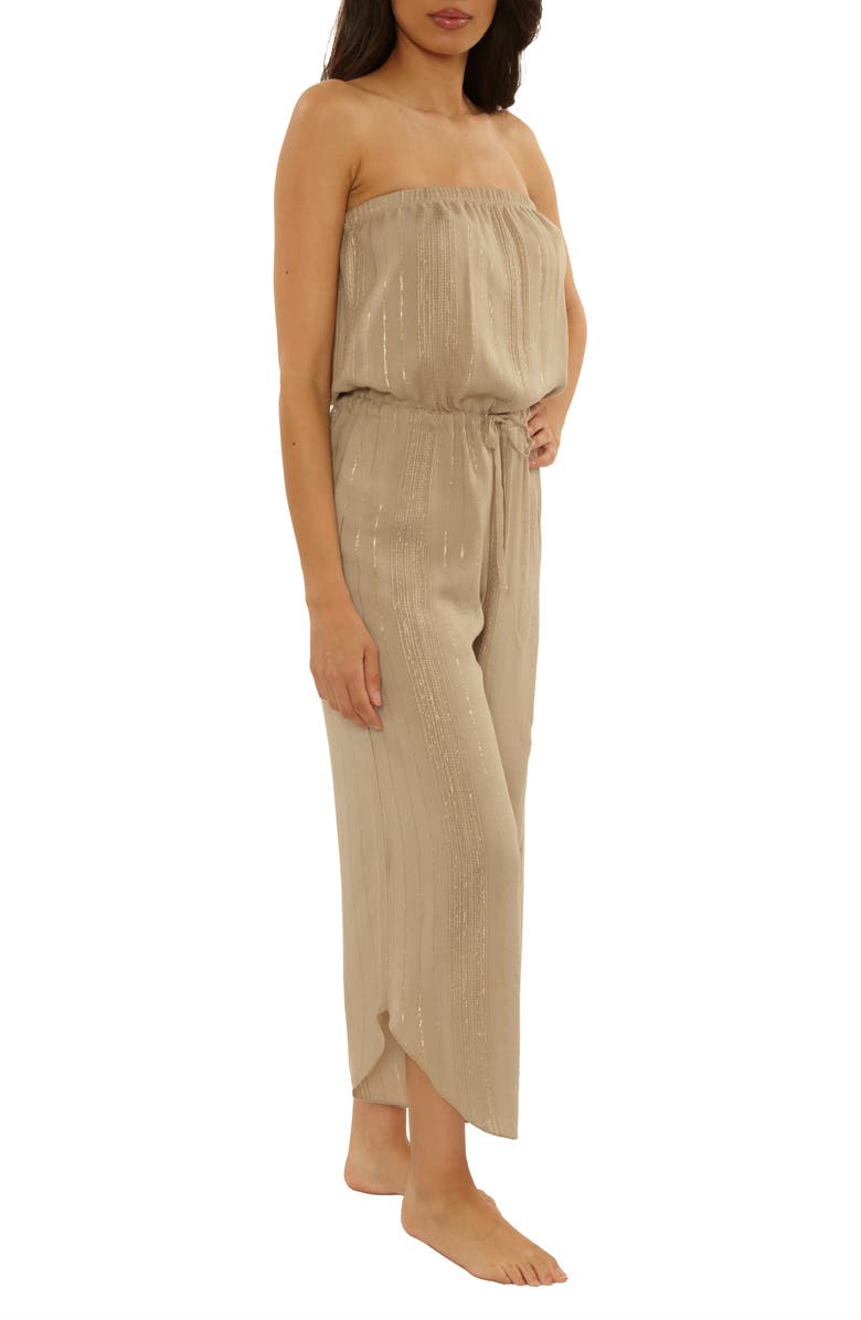 Becca Radiance Strapless Cover-Up Jumpsuit, Alternate, color, Latte