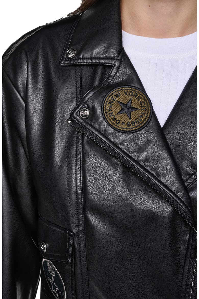 Pins & Patches Faux Leather Jacket, Alternate, color, BLACK