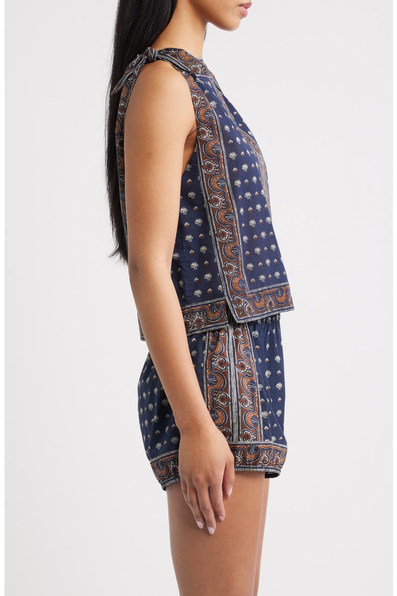 Amalia Print Tie Shoulder Sleeveless Top, Alternate, color, BLEU FOULARD DE LA MER