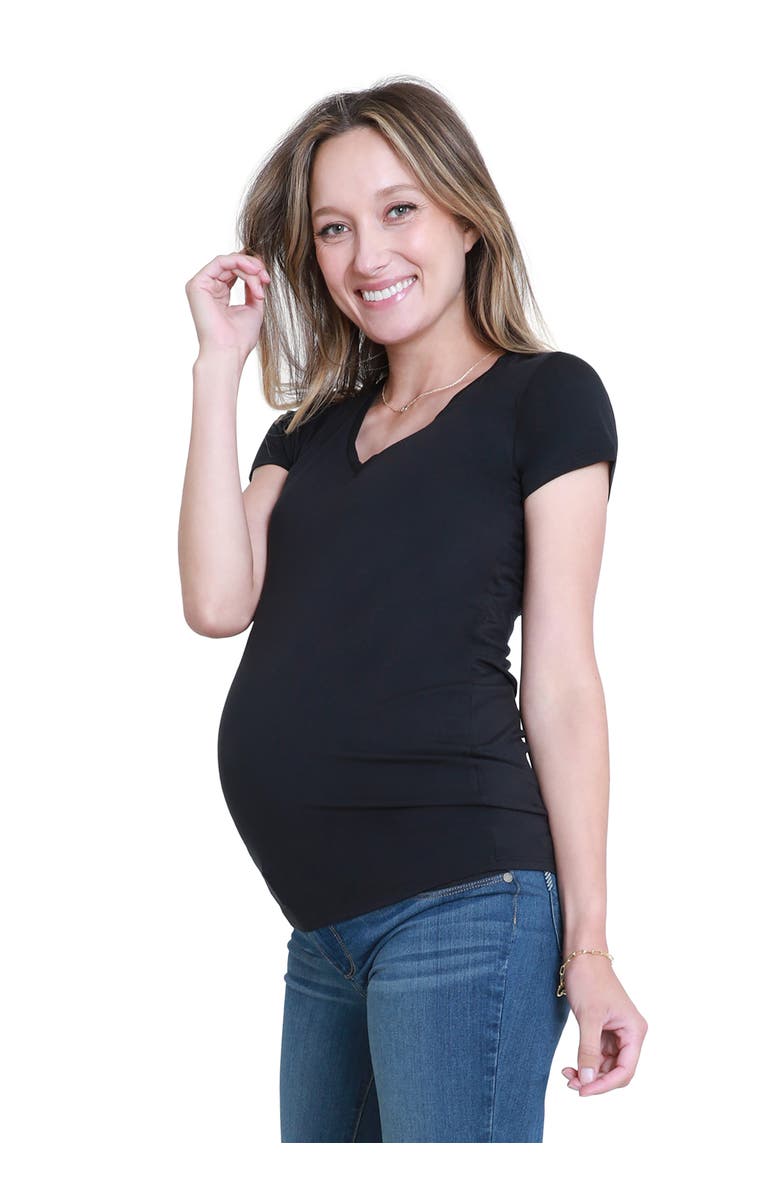 Ingrid & Isabel Maternity Basic Short Sleeve Vneck Tee, Alternate, color, 