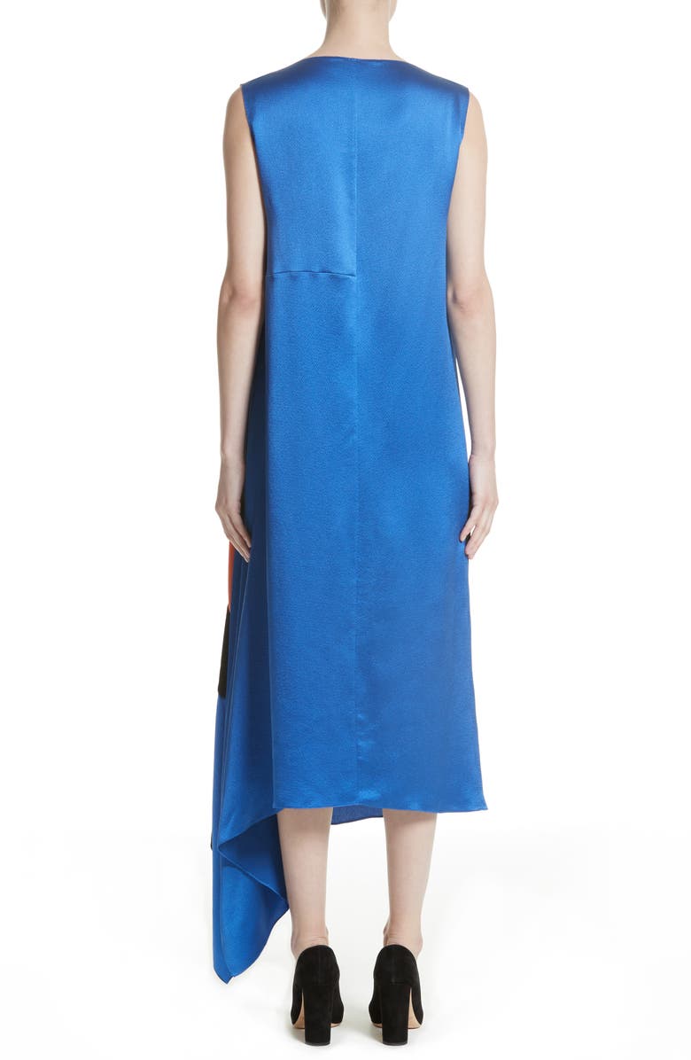 Roksanda Nakato Hammered Silk, Satin and Crêpe de Chine Midi Dress, Alternate, color, 