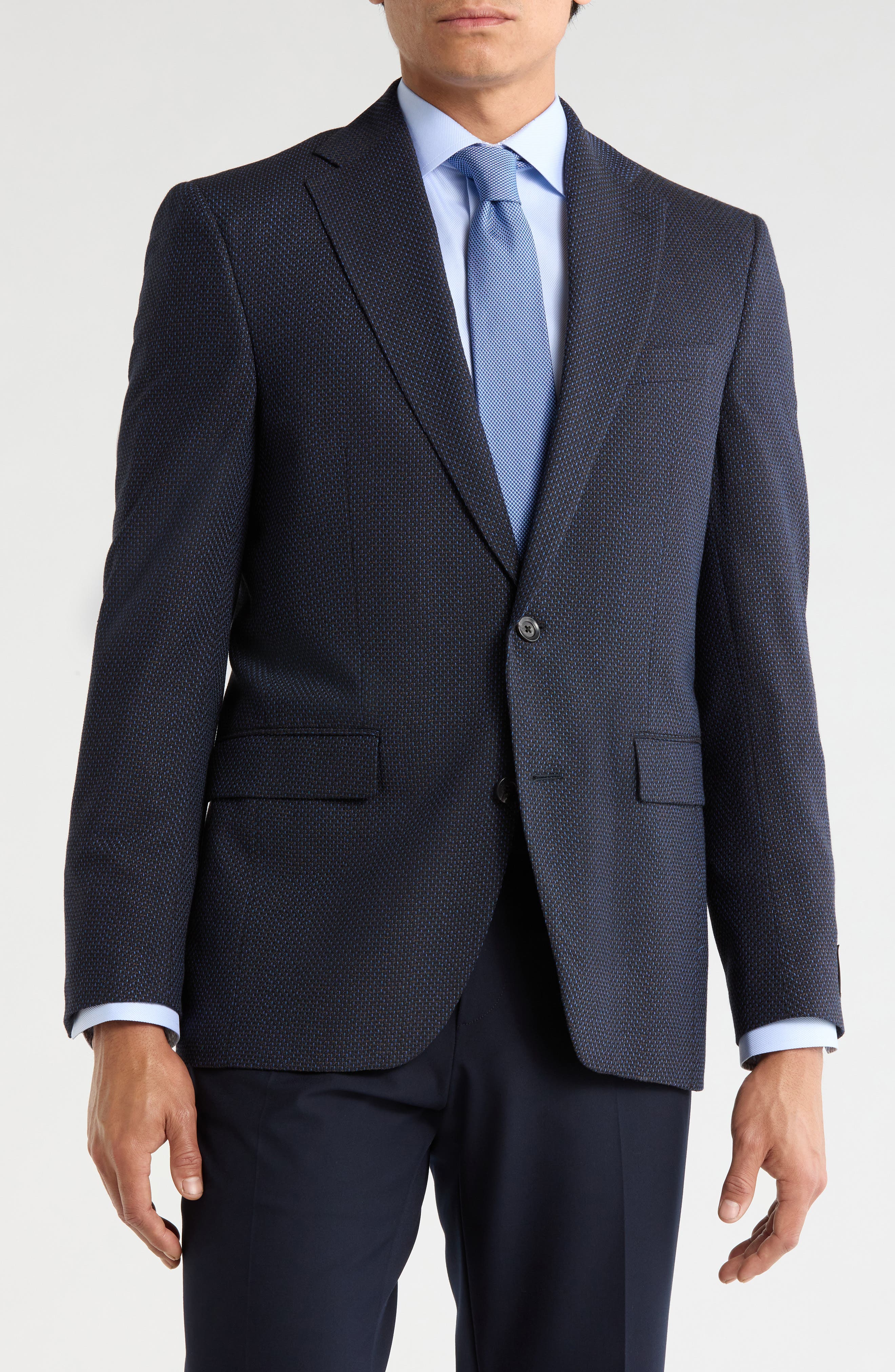 J|V by Jack Victor Elex Navy Wool Blend Seersucker Sport Coat