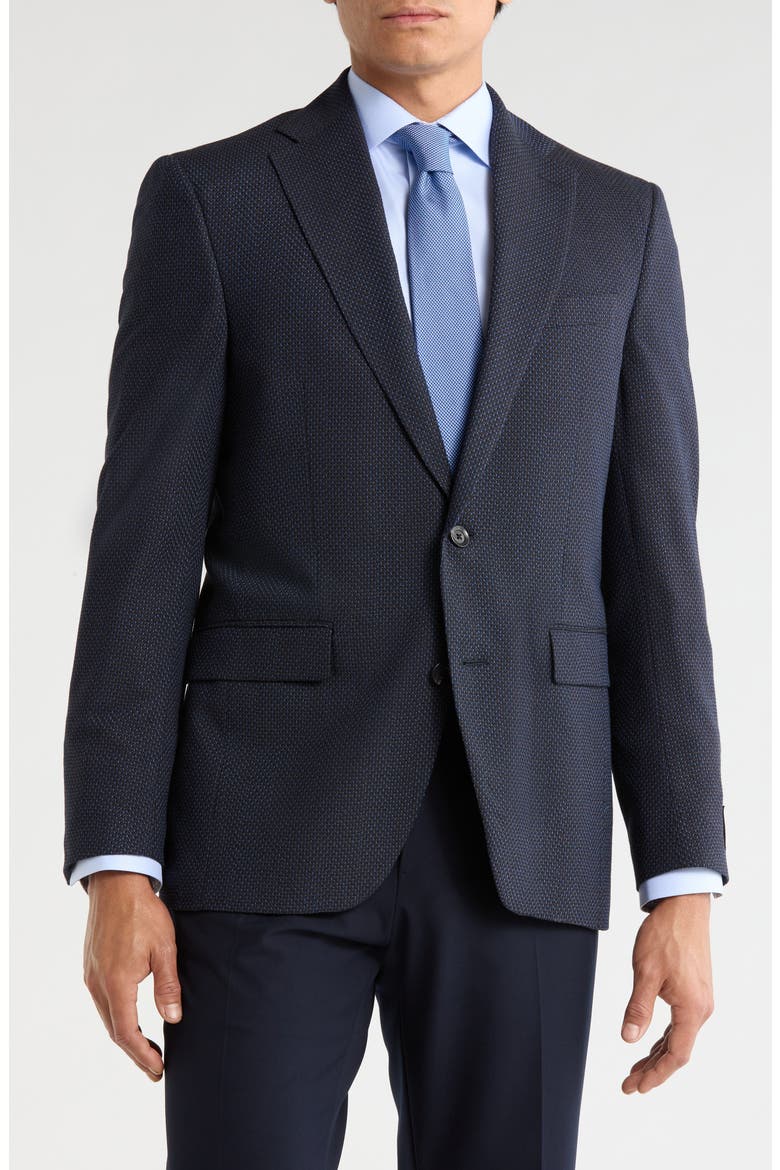 Elex Navy Wool Blend Seersucker Sport Coat, Main, color, NAVY