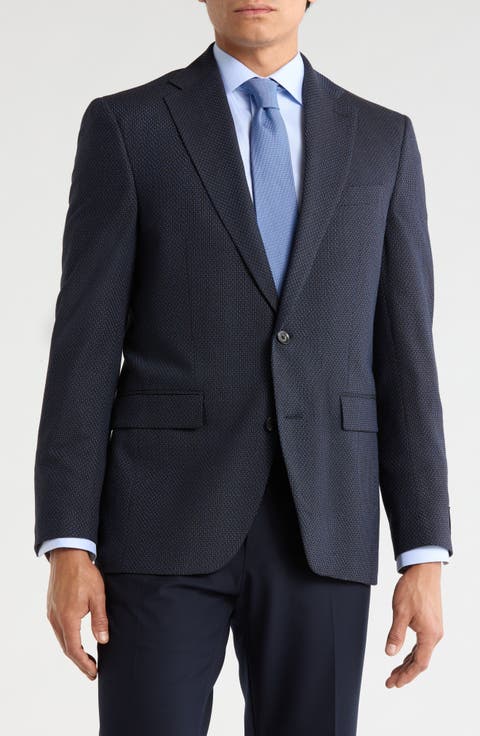 Elex Navy Wool Blend Seersucker Sport Coat