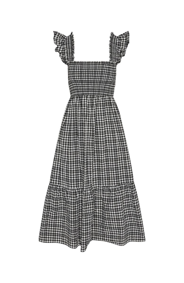 The Standard Stitch The Flounce Smocked Midi Dress, Alternate, color, Black Checkerd