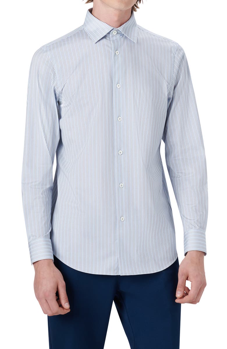 Bugatchi OoohCotton<sup>®</sup> Stripe Button-Up Shirt, Main, color, 