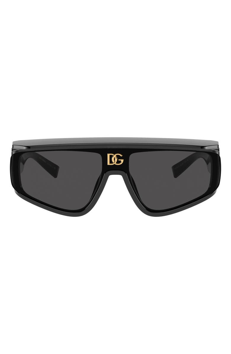 Dolce&Gabbana 146mm Rectangular Sunglasses, Main, color, Black