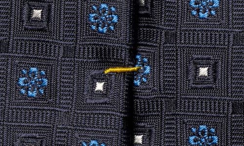 Eton Geometric Grid Silk Tie In Blue