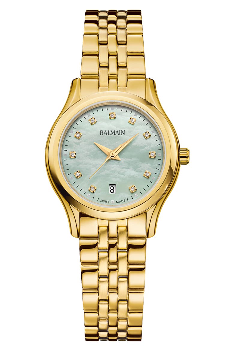 Beleganza Diamond Bracelet Watch, 28mm, Main, color, YELLOW GOLD PVD COATING