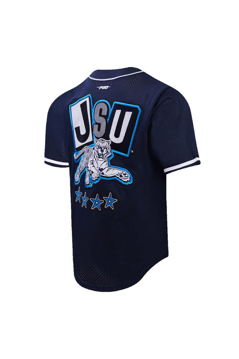 Men's Pro Standard Navy Jackson State Tigers Homecoming Mesh Button-Down Shirt, Alternate, color, Navy