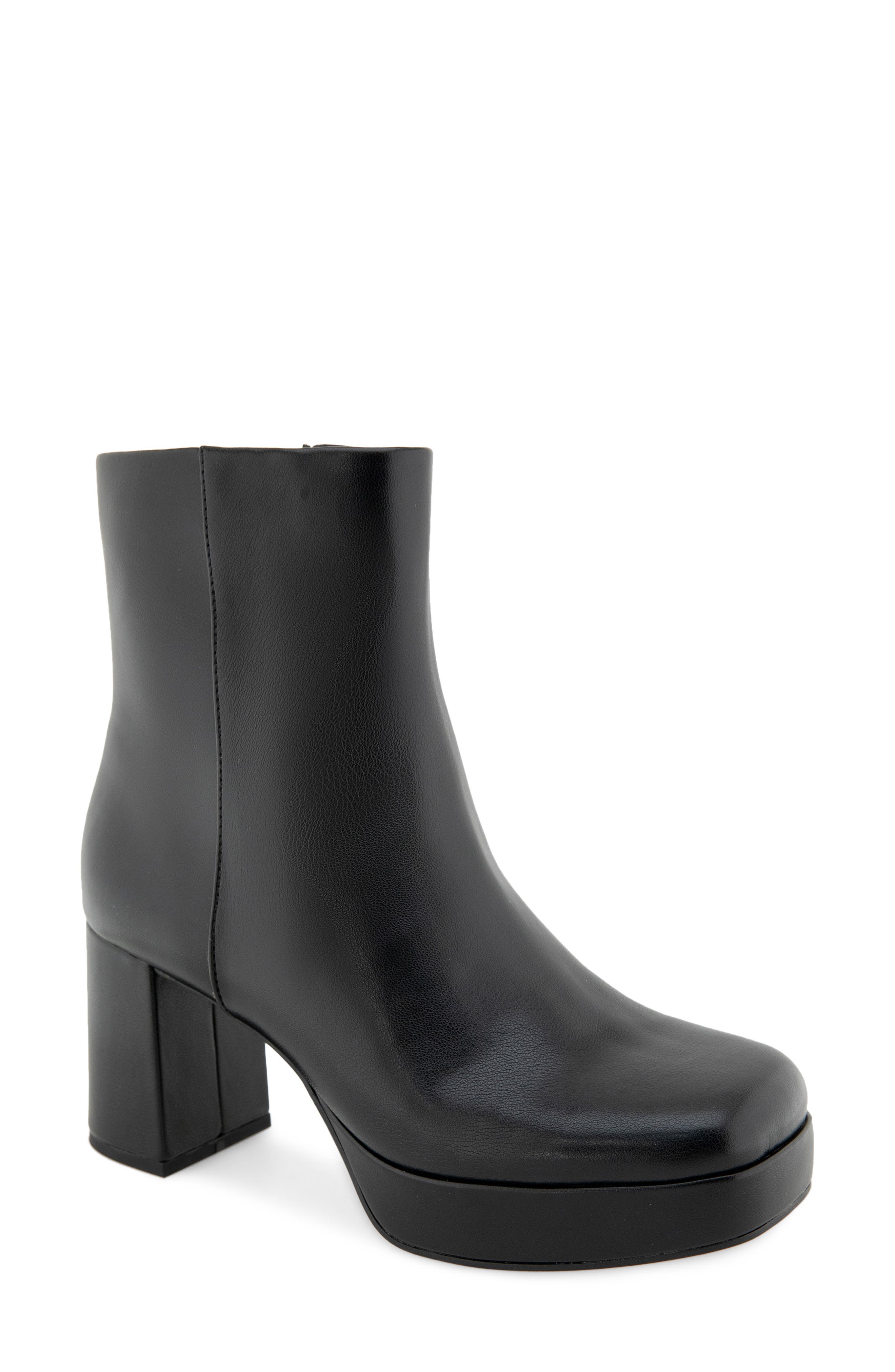 Klooney Faux Leather Platform Bootie, Main, color, BLACK