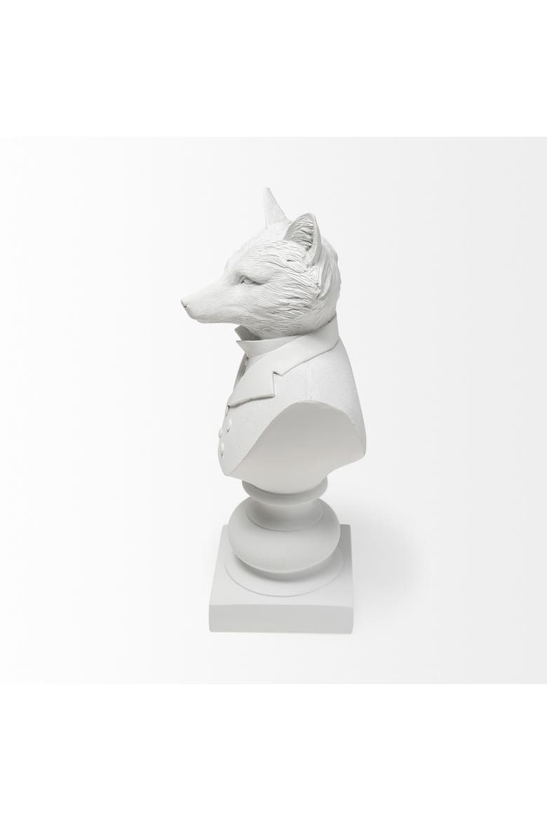 Murray Painted Resin Fox in a Suit Bust, Alternate, color, White