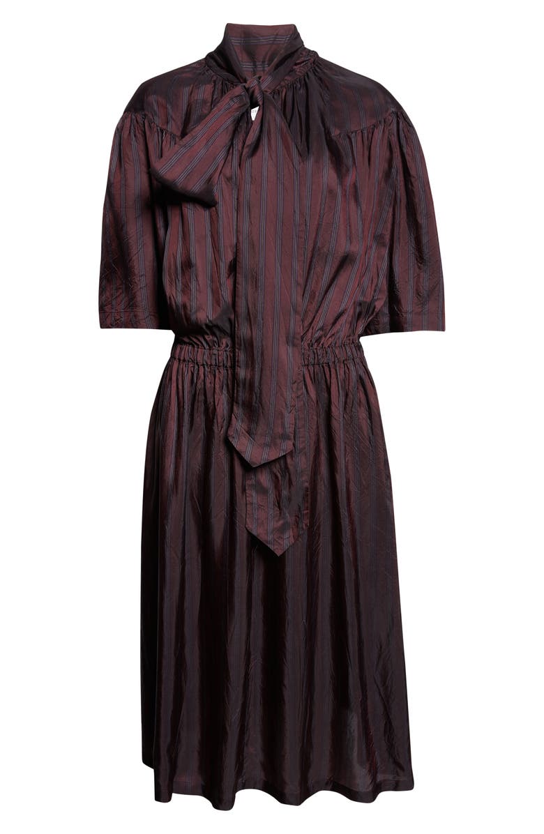 Dries Van Noten Daffino Stripe Midi Dress, Alternate, color, Burgundy