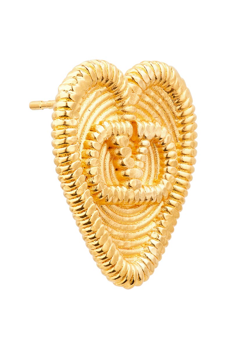 Valentino Garavani Fil Perdu Heart Stud Earrings, Alternate, color, Km5 Antique Brass