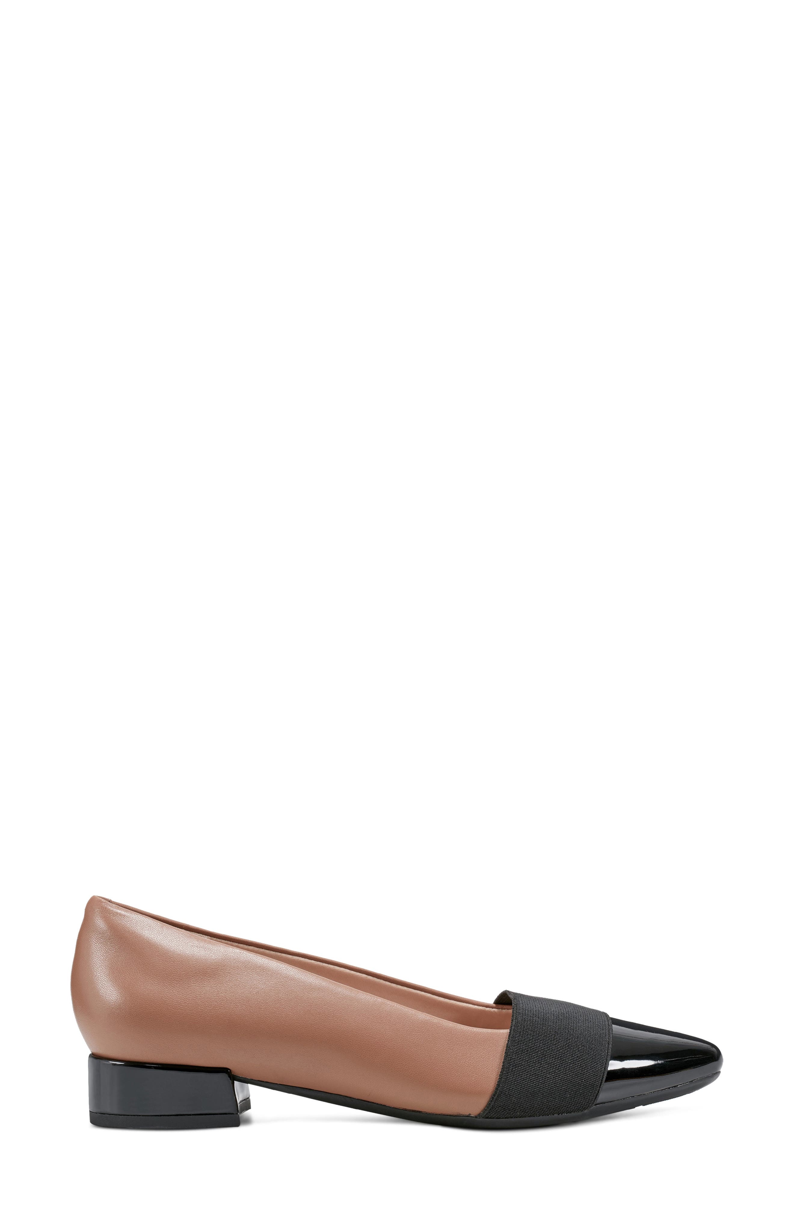 Easy Spirit Casta Pointed Toe Pump, Alternate, color, Dark Natural/ Black Patent
