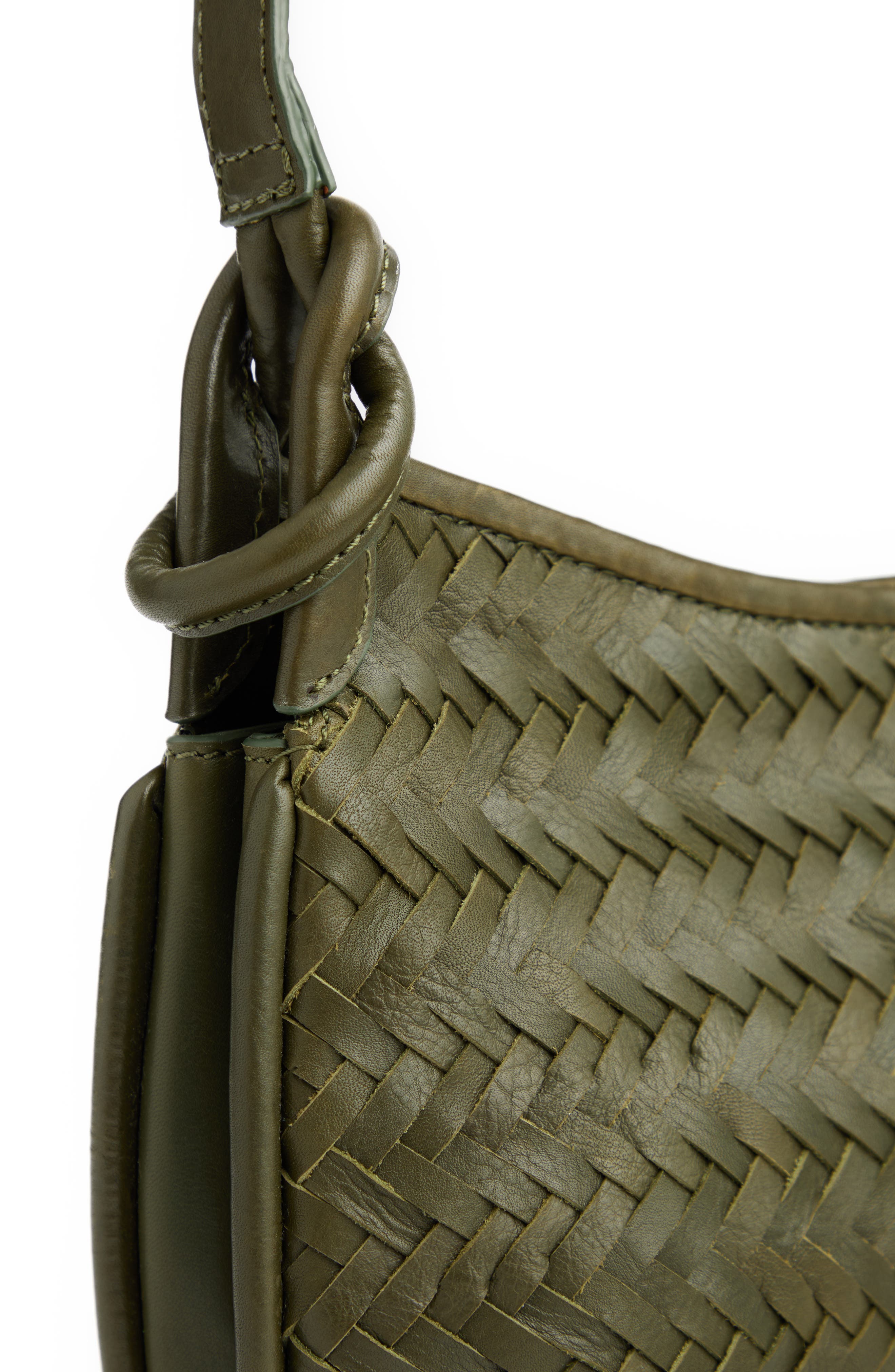 LK Bennett Harley Woven Leather Crossbody Bag, Alternate, color, Olive