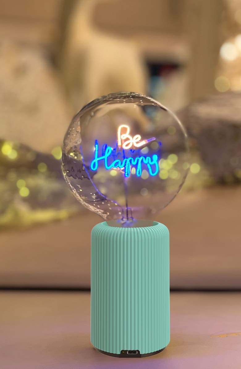 Message in the Bulb Be Happy Bulb Portable Table Lamp, Alternate, color, 
