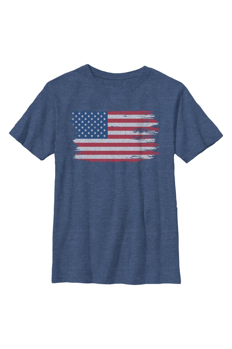 Boy's Lost Gods Distressed Retro USA Flag  Graphic T-Shirt, Main, color, Navy Blue Heather