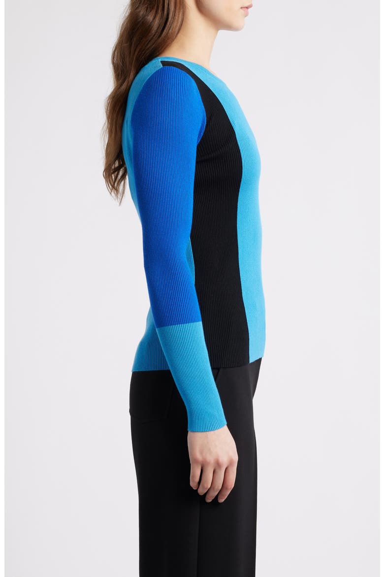 The Delia Colorblock Rib Sweater, Alternate, color, COSMIC BLUE COLORBLOCK